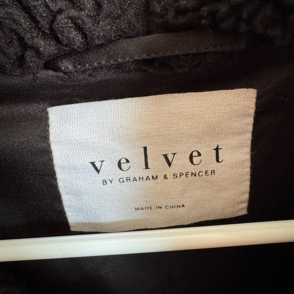 Velvet by Graham & Spencer black Sherpa fleece coat size medium - Picture 5 of 8
